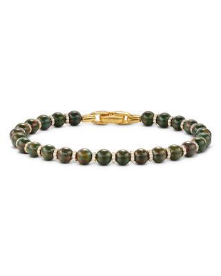 Spiritual Beads Bracelet in 18K Yellow Gold with Bloodstone and Diamonds, 6mm