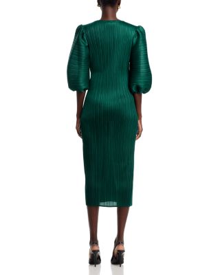 Puff Sleeve Crinkled Dress