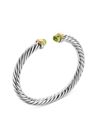 Cable Flex&reg; Bracelet in Sterling Silver with 14K Yellow Gold and Peridot, 6mm