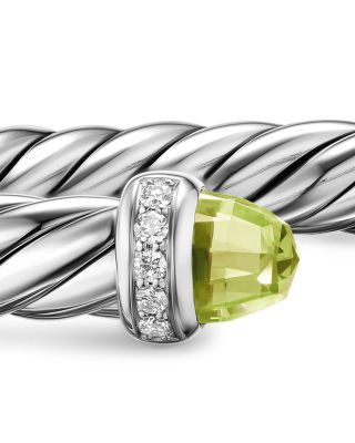 Cable Flex&reg; Bracelet in Sterling Silver with Peridot and Diamonds, 6mm