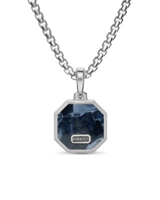 Faceted Stone Amulet in Sterling Silver with Pietersite, 16mm