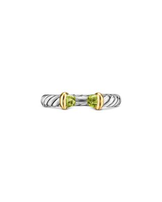 Petite Cable Open Ring in Sterling Silver with 14K Yellow Gold, 3.4mm