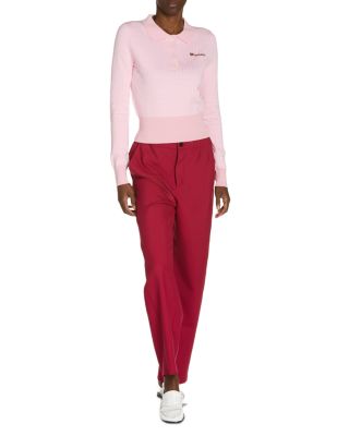 Wool Silk Check Polo Sweater