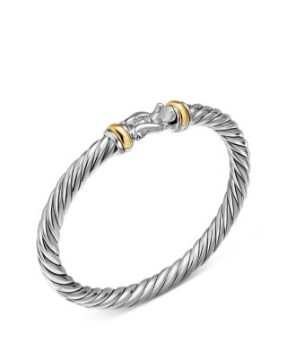 Cable Flex&reg; Buckle Bracelet in Sterling Silver with 14K Yellow Gold, 6mm