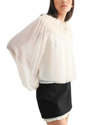 Smocked Sheer Blouse