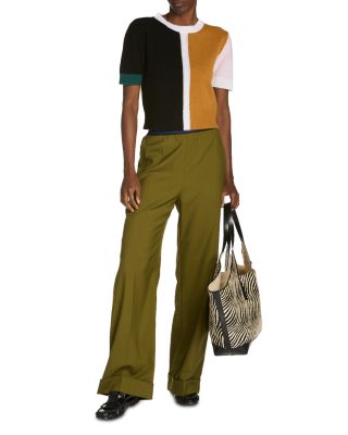 Cashmere Color Blocked Short Sleeve Sweater