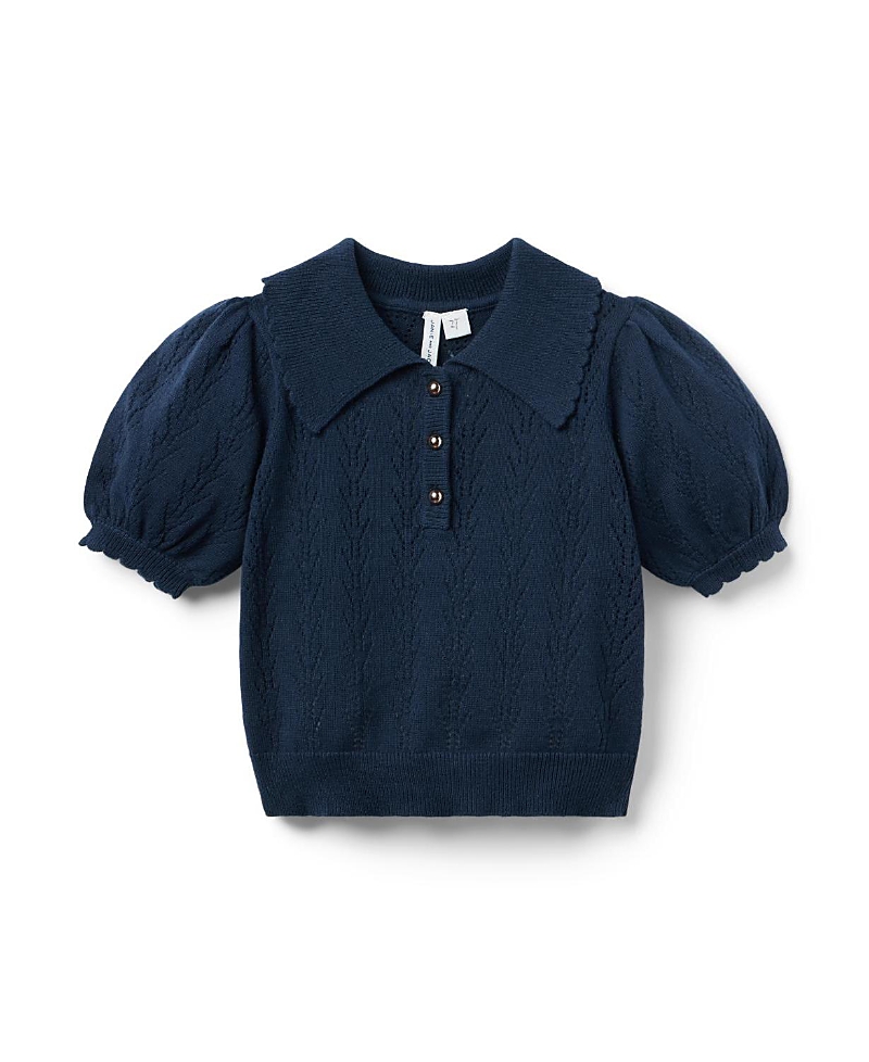 Janie and Jack Unisex Pointelle Polo Sweater - Little Kid, Big Kid