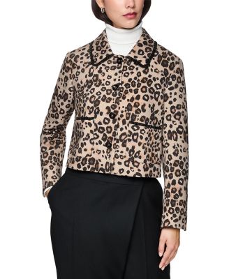 Short Scuba Jersey Leopard Print Jacket