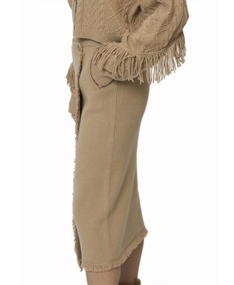 Women's Elyse Fringe Asymmetrical Midi Skirt