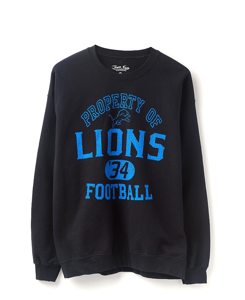 Junk Food Clothing Unisex Nfl Detroit Lions Property Flea Market Crew Fleece In Black