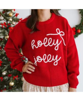 Women&#39;s Holly Jolly Bow Christmas Knit Sweaters