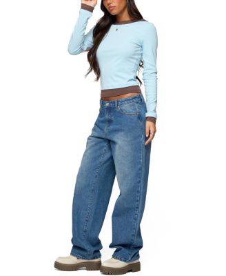  Contrast Layered Look Long Sleeve T Shirt