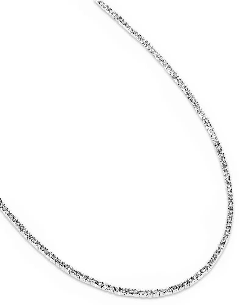 Lana Jewelry Diamond Skinny Tennis Necklace in 14K White Gold, 1.47 tcw