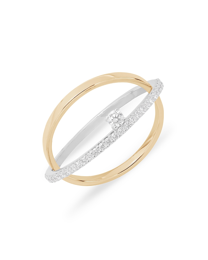 Lana Jewelry 14K White & Yellow Gold Diamond Pave Crossover Ring