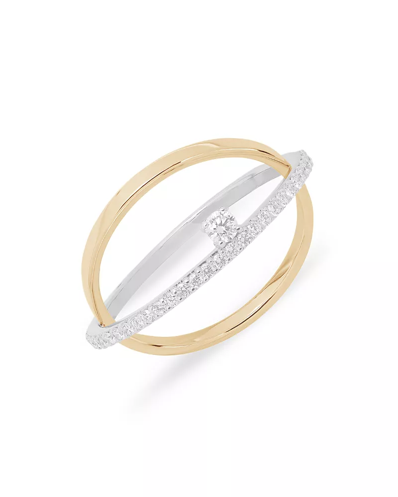 Lana Jewelry 14K White & Yellow Gold Diamond Pave Crossover Ring