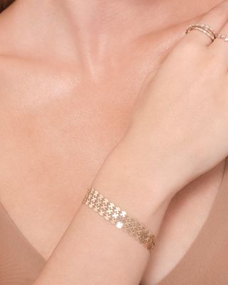 Laser Chainmail Triple Row Bracelet in 14K Yellow Gold