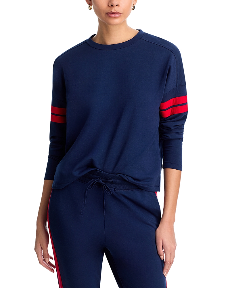 Aqua Stripe Sleeve Sweatshirt - Exclusive In Blue