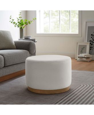 Tilden Large 23" Round Performance Velvet Upholstered Ottoman