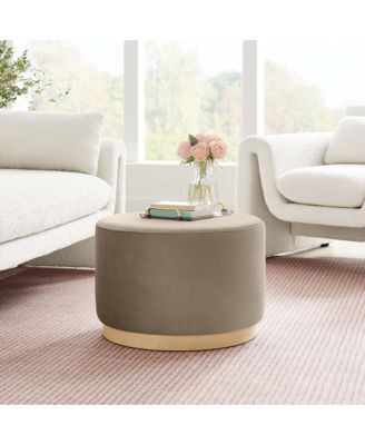 Tilden Large 23" Round Performance Velvet Upholstered Ottoman