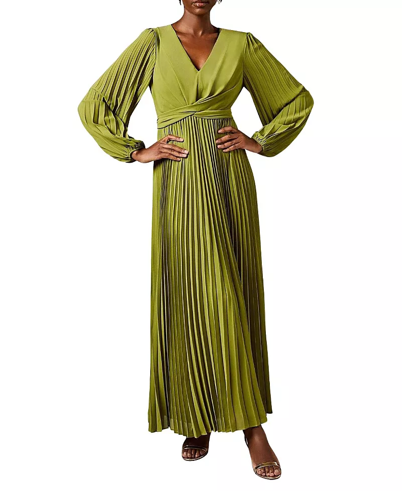 Coast Pleated Wrap Front Dress
