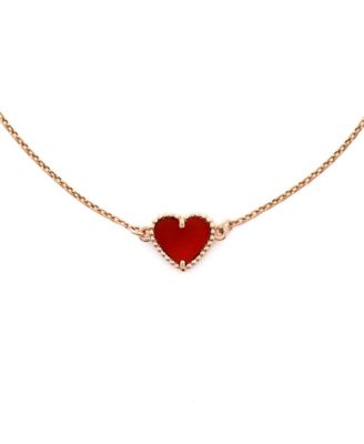  Sweet Alhambra Heart Bracelet 18K Rose Gold with Carnelian