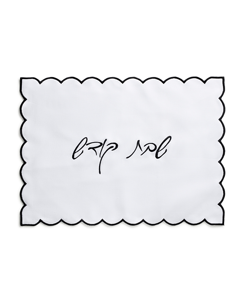 Domani Home Refined And Enlarged Black Scalloped Challah Cover In White