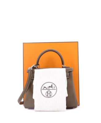 Kelly 25 Handbag Grey Swift with Palladium Hardware