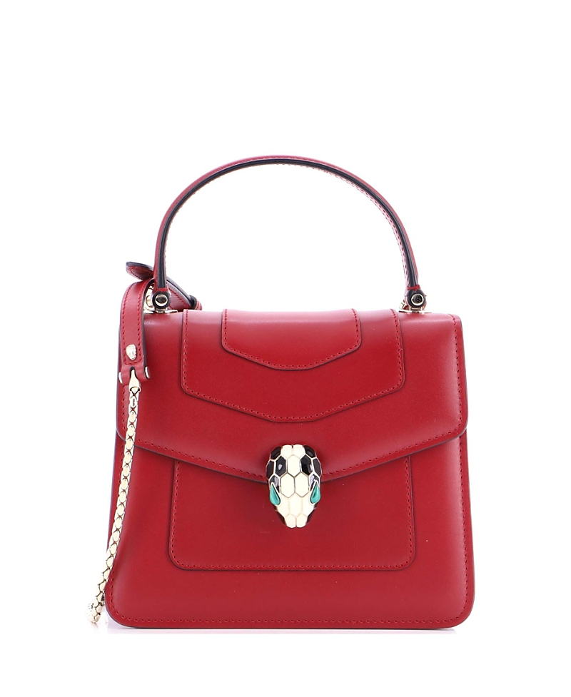 PRE-OWNED BVLGARI Pre-owned  Bvlgari Small Serpenti Forever Top Handle Bag Leather In Red