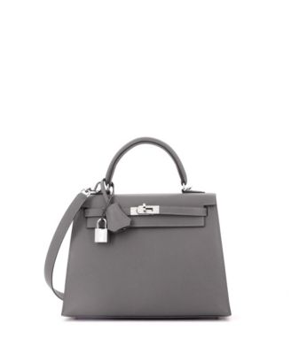 Kelly 25 Handbag Grey Epsom with Palladium Hardware