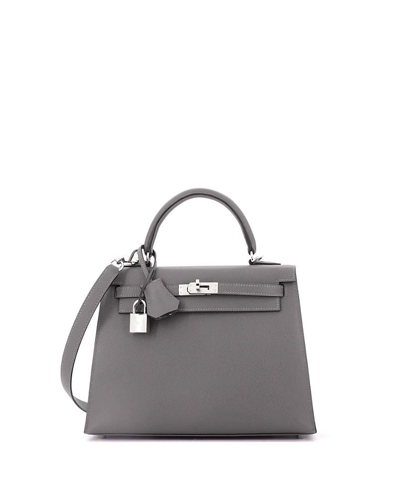 PRE-OWNED HERMES Pre-owned Hermes Kelly 25 Handbag Grey Epsom With Palladium Hardware In Gray