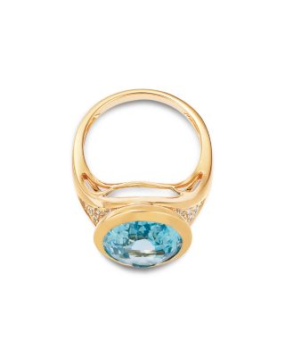 Sky Blue Topaz & Diamond Ring in 14K Yellow Gold