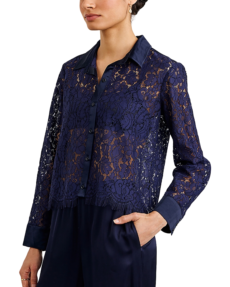 Bella Dahl Lace Contrast Button Down Shirt