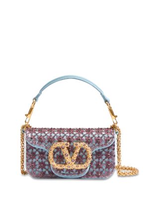 Locò Small Embellished VLogo Moir&eacute; Convertible Shoulder Bag