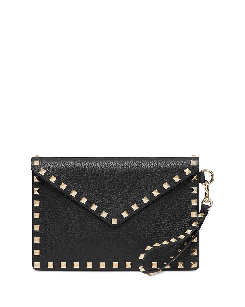 Valentino Medium Rockstud Pochette Wristlet In Black