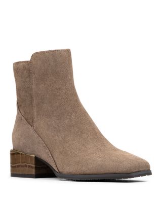 Women's Croc Embossed Trim Block Heel Booties 