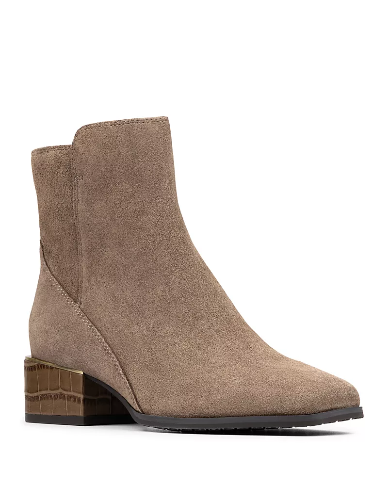 Donald Pliner Women's Croc Embossed Trim Block Heel Booties