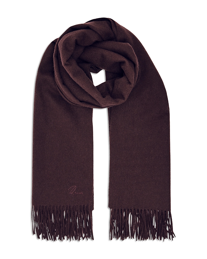 Reiss Womens Burgundy Picton Fringed Wool And Cashmere Scarf In Burgundy