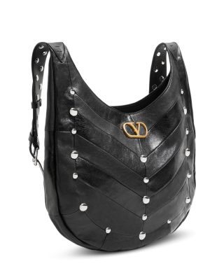 Hoboho Studded Chevron VLogo Hobo Shoulder Bag