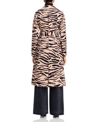 Karlie Zebra Velveteen Trench Coat