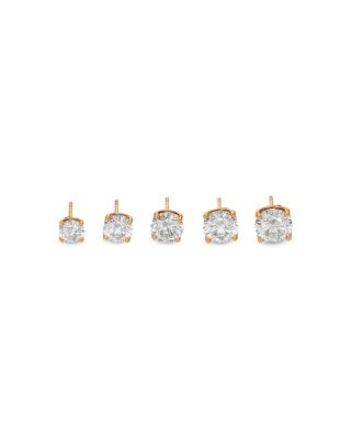Certified Lab Grown Diamond Tulip Setting Stud Earrings in 18K Yellow Gold, 2.0 tcw