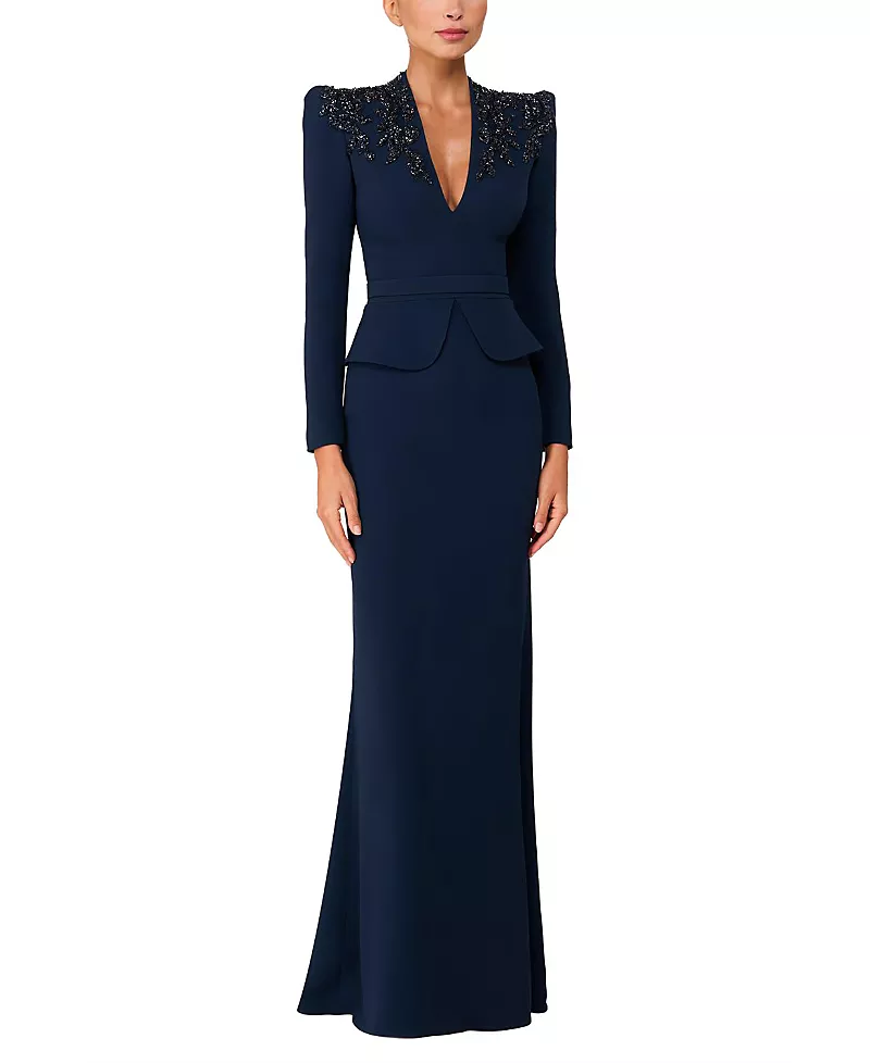 Jenny Packham Night flowering Sequin-embellished V-neck Maxi Dress