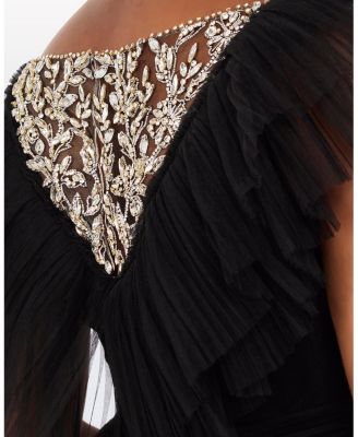 Foxglove Embellished Ruffled-tulle Maxi Dress
