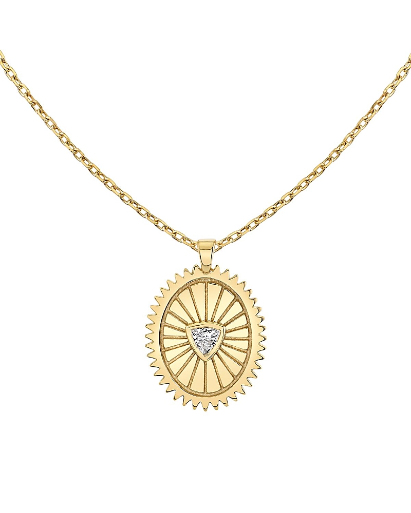 Vrai Inner Fire Medallion In 14k Yellow Gold, 0.11ctw Trillion Lab Grown Diamond, 16-18 In Gold