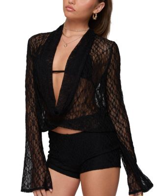 Lera Lacey Sheer Mesh Top