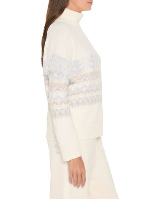 Fringe Trim Turtleneck Sweater