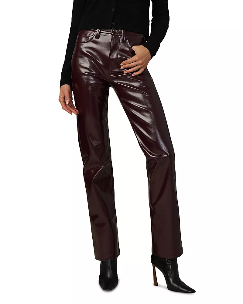 Joe's Jeans The Patent High Rise Faux Leather Jeans in Bordeaux