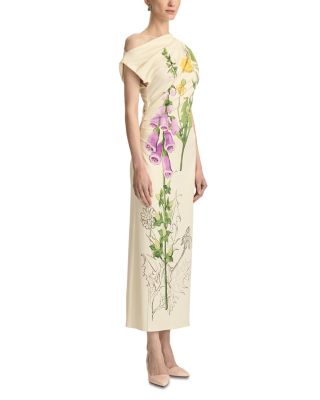 Foxglove Print Drape Jersey Dress