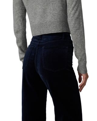 The Mia High Rise Wide Leg Velveteen Jeans in Maritime Blue
