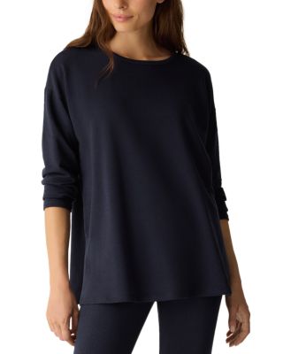 Cozy Brushed Terry Round Neck Long Boxy Top