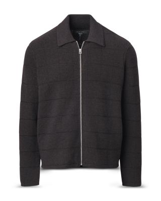Melrose Window Pane Full Zip Sweater 